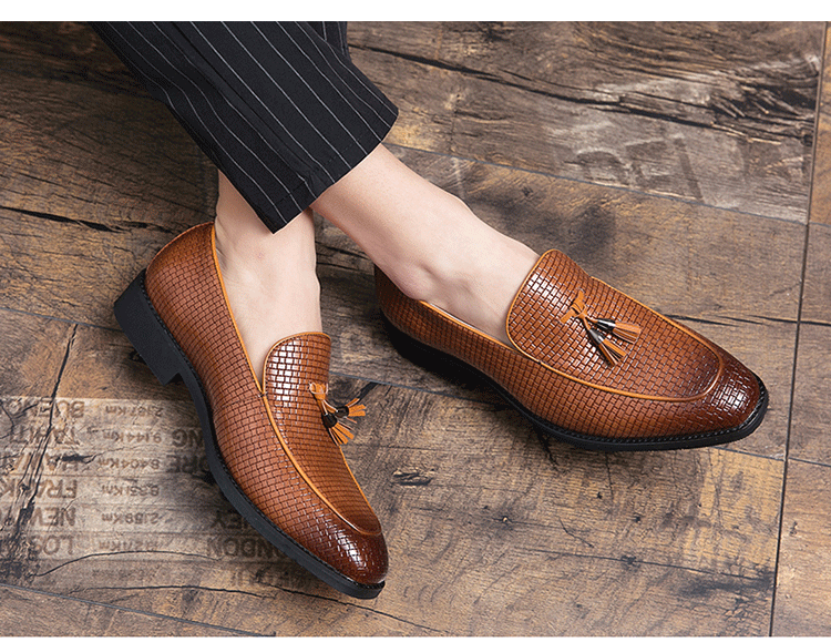 Pointed Men's Slip On Leather Shoes view 8