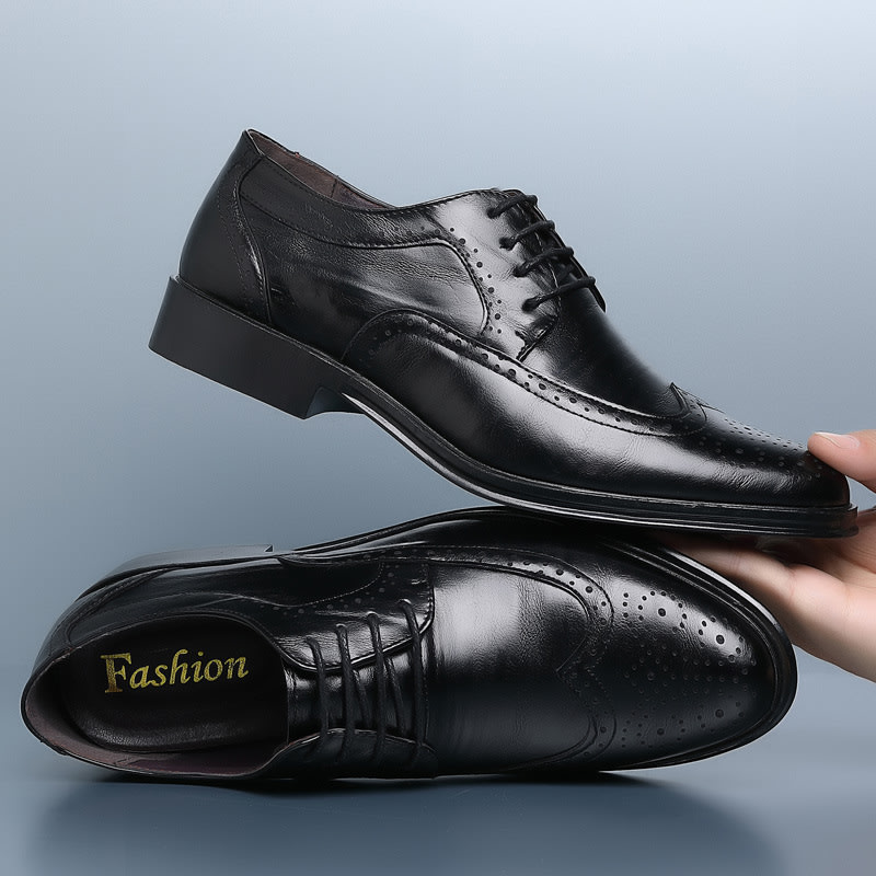 Block Carved Casual Leather Shoes For Men view 8