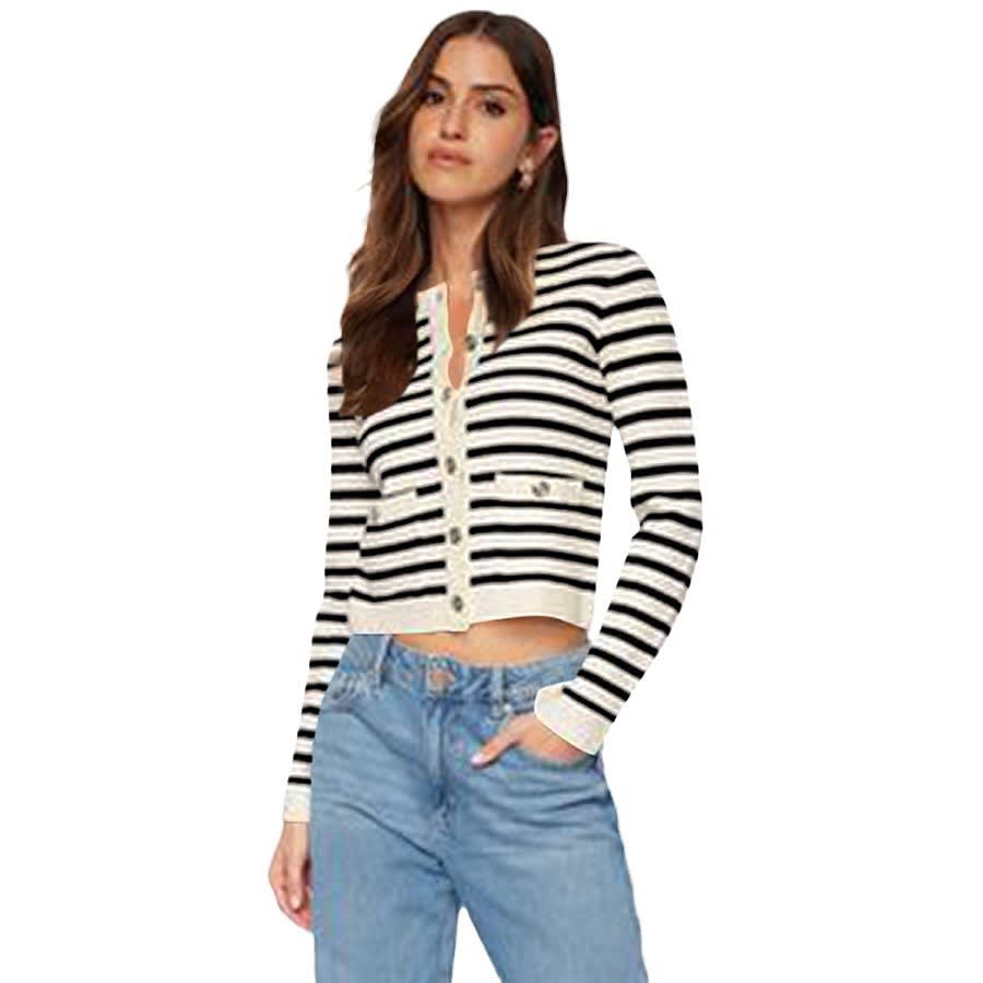 Comfort And Casual Long Sleeve Striped Button Top view 6