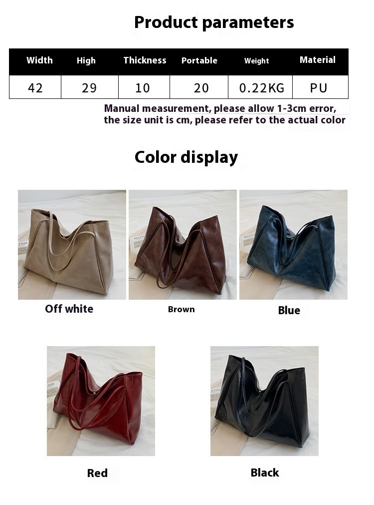 Vintage Women's Tote Bag Athletic Casual Fashion Large Capacity Leather Shoulder Bag Shopper Harajuku Simple Handbag view 17