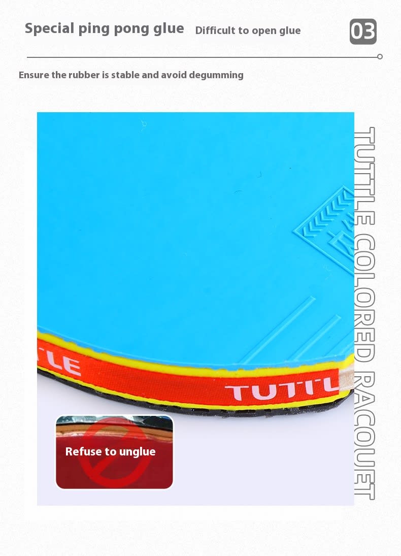 Colorful Pure Wood Single Racket Cover Professional High Elastic Long Handle Horizontal view 3