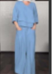 Solid Color Round Neck Long Sleeve Casual Top Straight-leg Pants Two-piece Set view 12