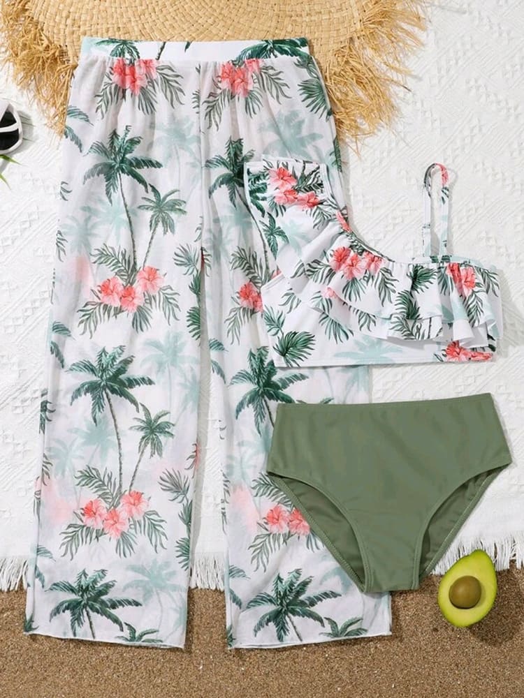 Girls' Flying Gauze Pants Swimsuit Three-piece Suit view 6