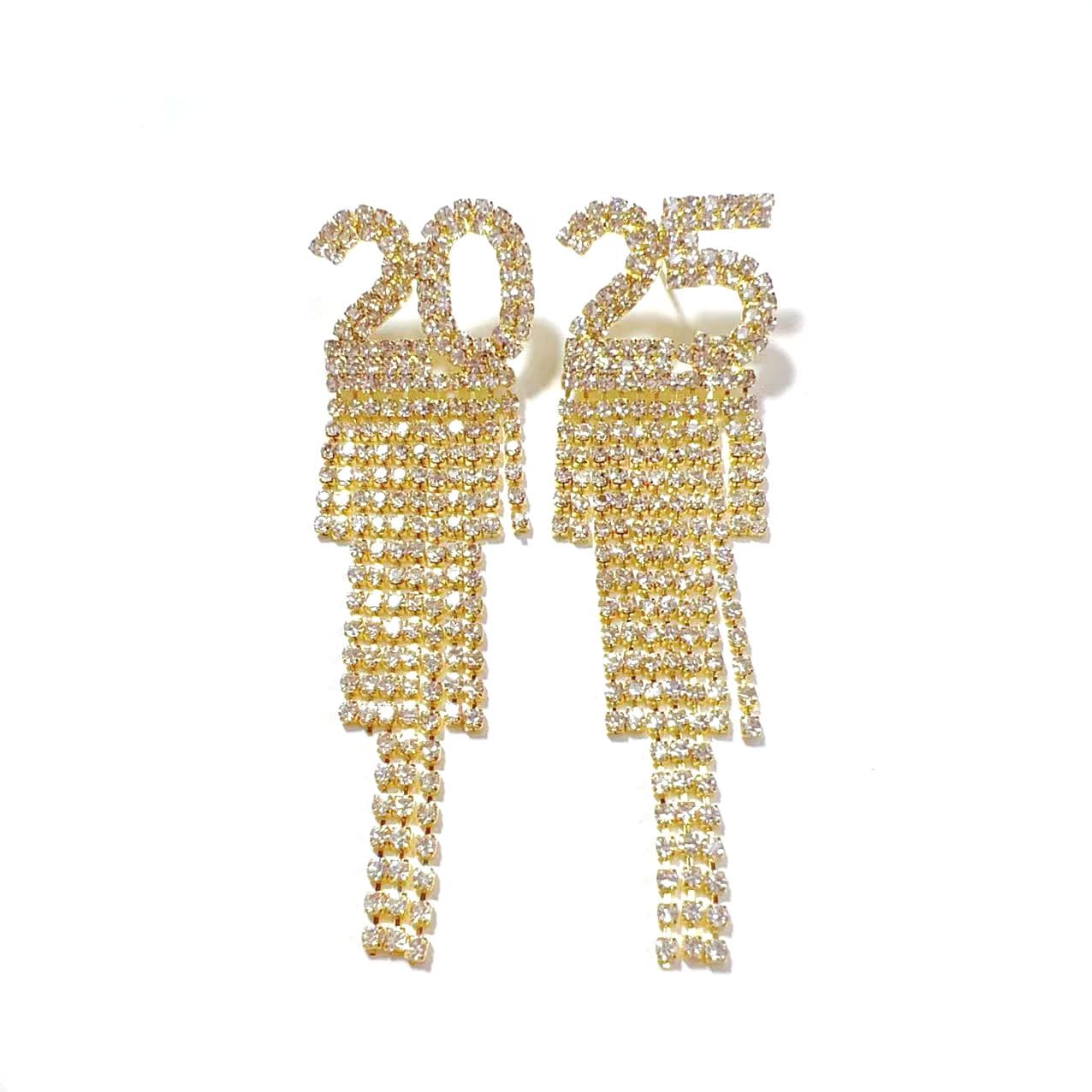 Digital Rhinestone Letter Earrings For New Year Pendant Earrings Women's Festival Copper Inlaid Rhinestone Fashion Earrings Party Gift view 5