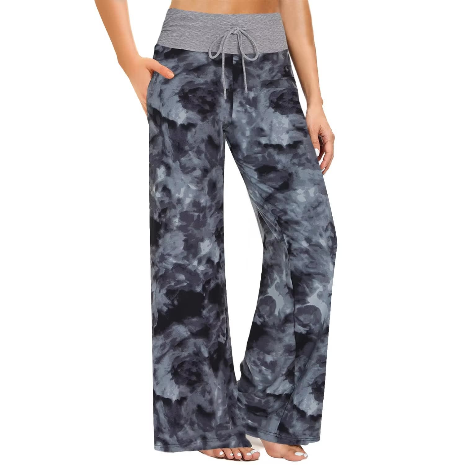 Women's Pajama Printed Wide-leg Pants High Waist view 3