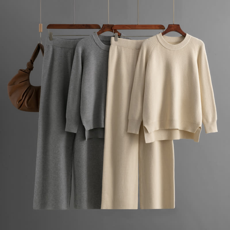 Loose Knitted Long Sleeves Two-piece Set For Women view 4