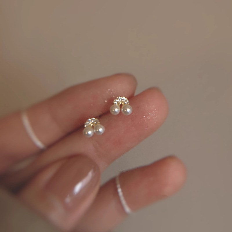 Small And Exquisite Cherry Earrings Women's Imitation Pearl