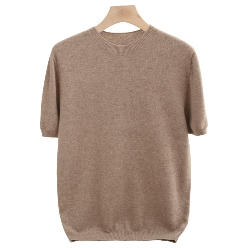 Knitted Short Sleeve Pure Wool Sweater Men's Round Neck view 14