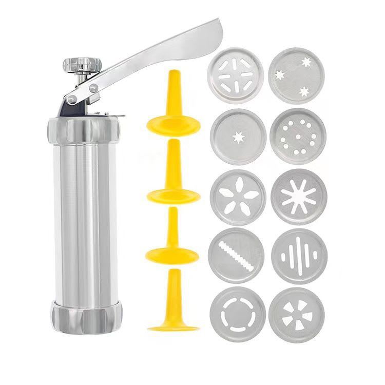 Cookie Press Gun And Icing Set Alloy Churro Maker Cookie Maker With 10 Discs 20 Discs 4 Pastry Tip Biscuit Mold Kitchen Accessories view 8