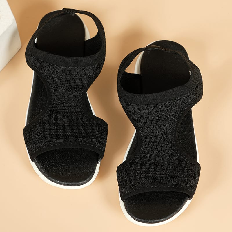 Women's Flyknit Sandals Hollow Peep-toe Roman Shoes view 3