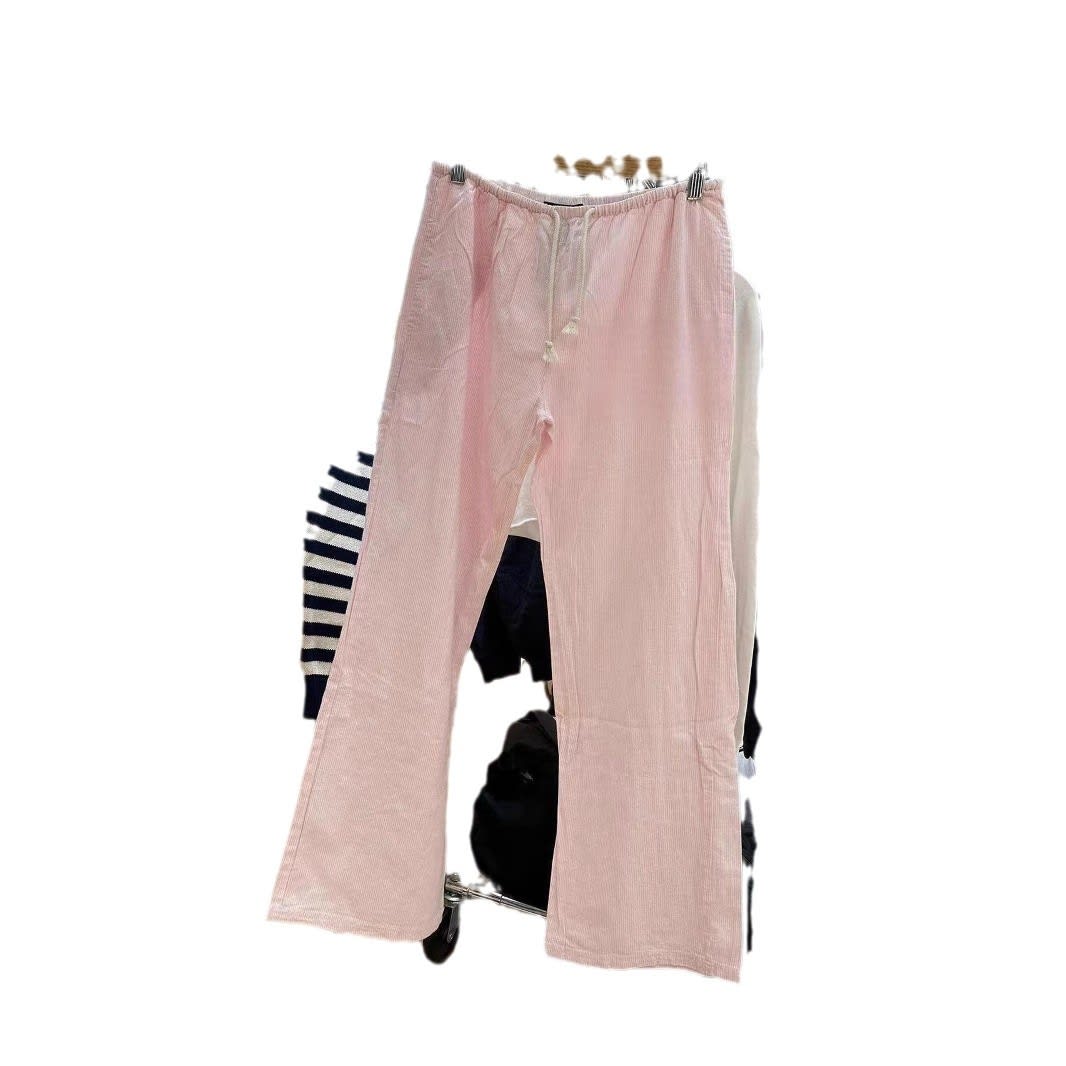 American Vintage Stripe Tied Elastic Waist Sports Pants view 2