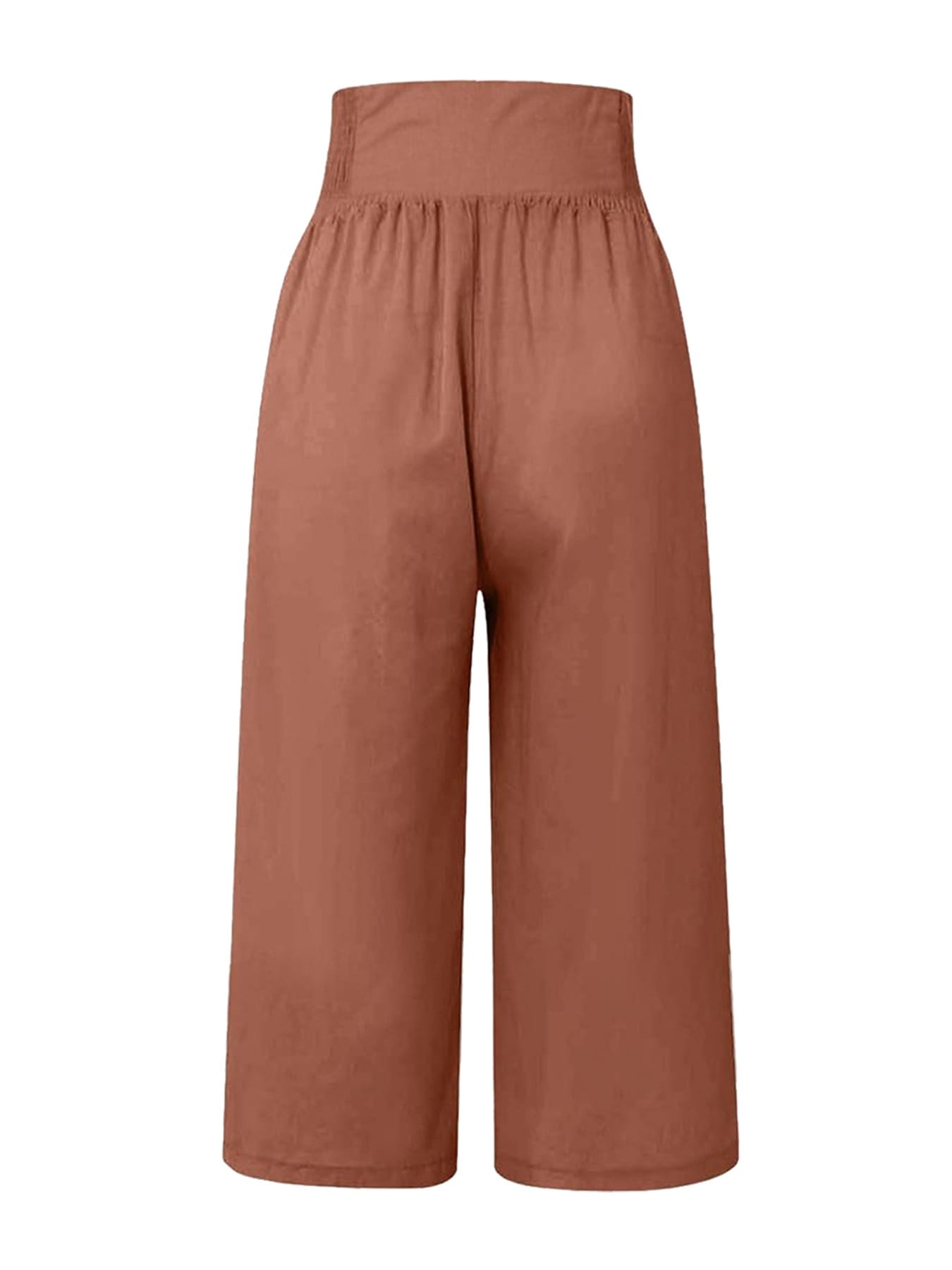 Women's Cotton And Linen Solid Color Buttons Loose Casual Cropped Pants view 18