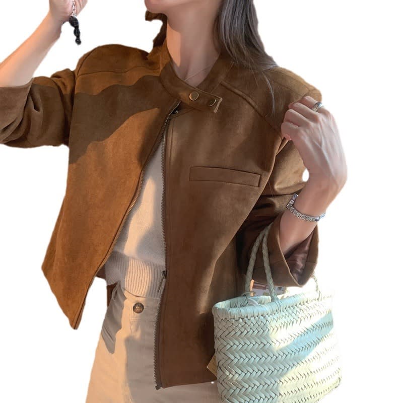 Fashion Short Motorcycle Jacket Women's Clothing view 3
