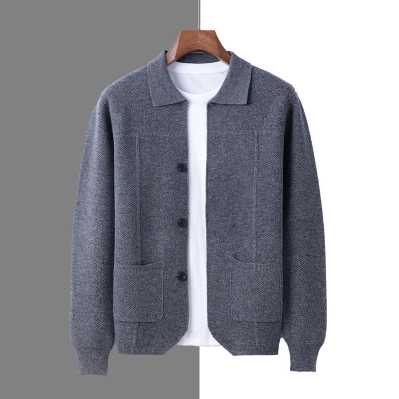 Sweater Men's Lapel Cardigan Pocket view 8