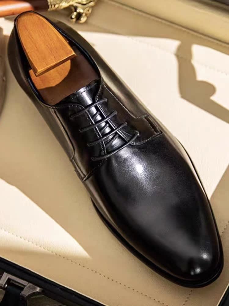 Men's Leather Shoes Breathable Lace Up Hand-rub Color view 15