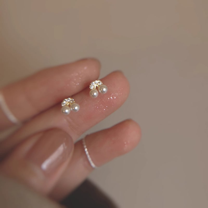 Small And Exquisite Cherry Earrings Women's Imitation Pearl view 2