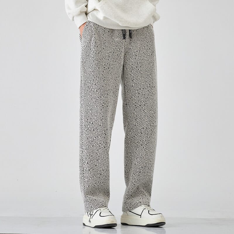 Chenille Slanted Stripe Casual Pants Men's Loose Wide-leg Pants Silver Silk Sweatpants view 3
