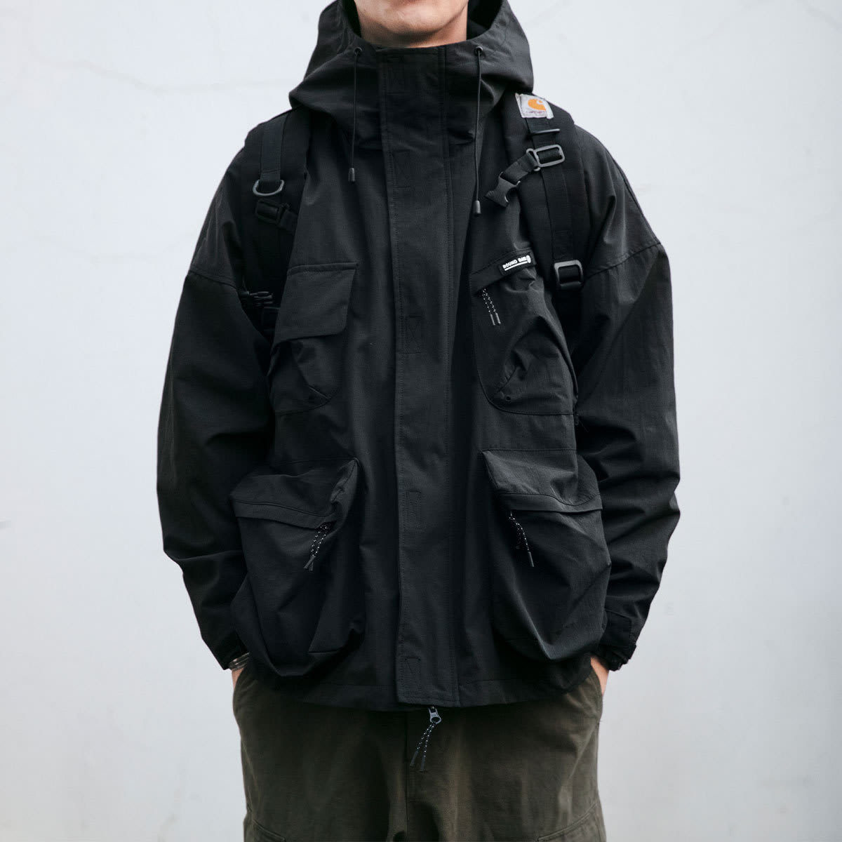 Hooded Jacket Men's Loose Three-dimensional Pocket Functional Windproof Jacket Casual Clothing view 2