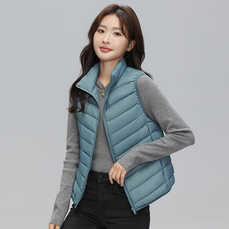 Stand Collar Outer Wear Slimming Plus Size Down Vest Vest view 14