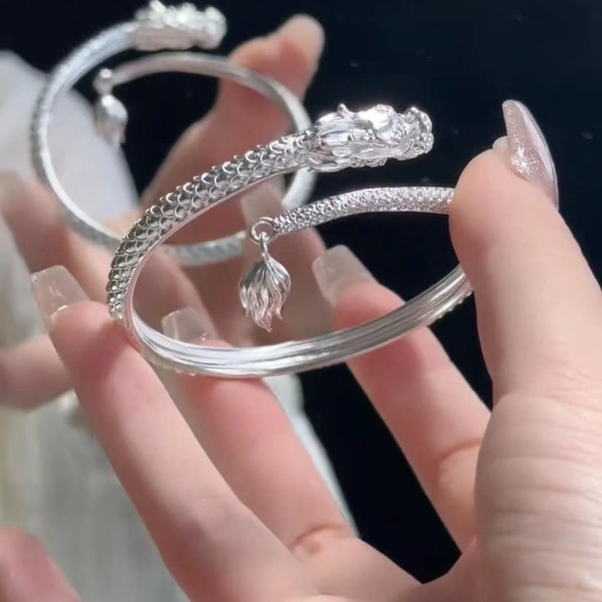 Trendy Magical Dragon Waving Its Tail Chinese Style Men And Women Couple Adjustable Bracelet New Popular Relief Dragon Tail Bangle Punk Jewelry view 6