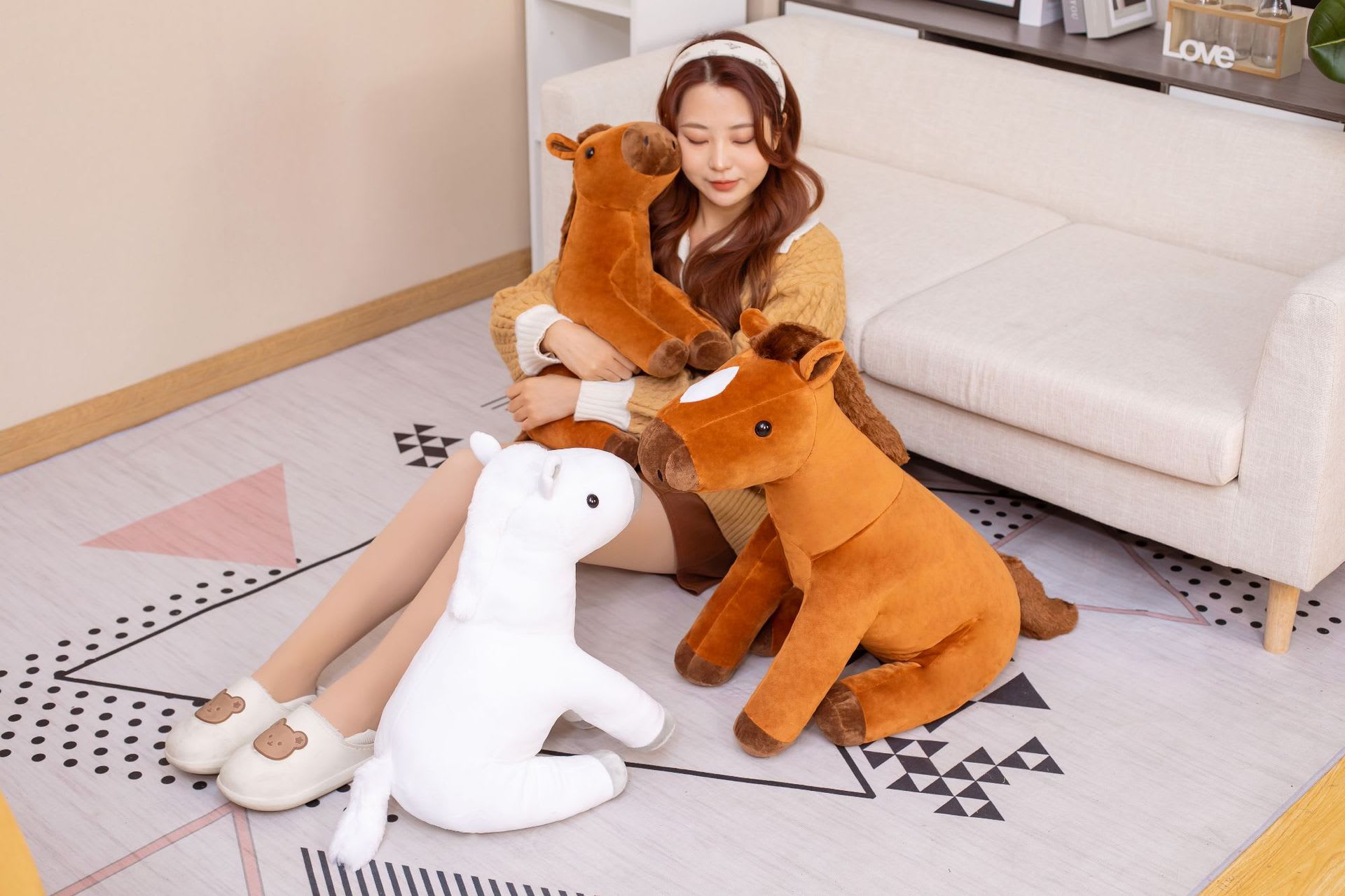 Sitting Horse Hair Plush Toy Creative Doll Pillow view 9