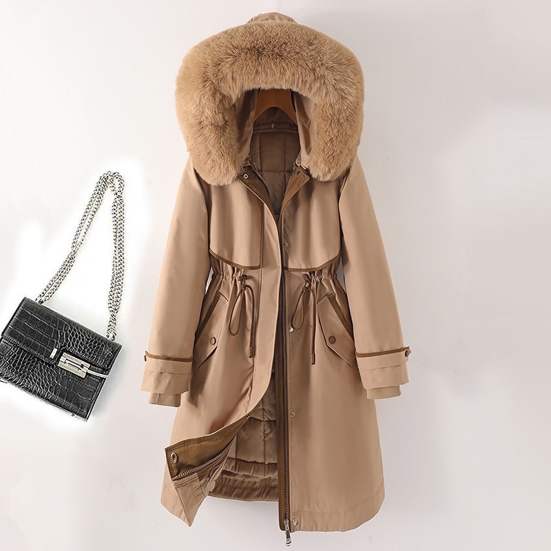 Women's Cotton-padded Coat With Removable Lining Hooded Down view 3