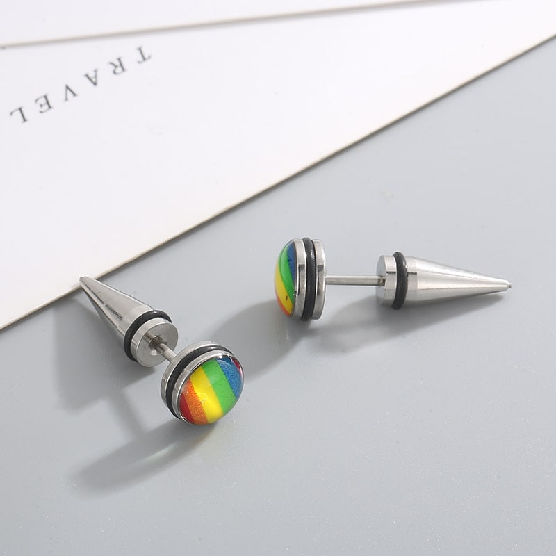 Stainless Steel Fashion Creative Rainbow Geometric Earrings view 10