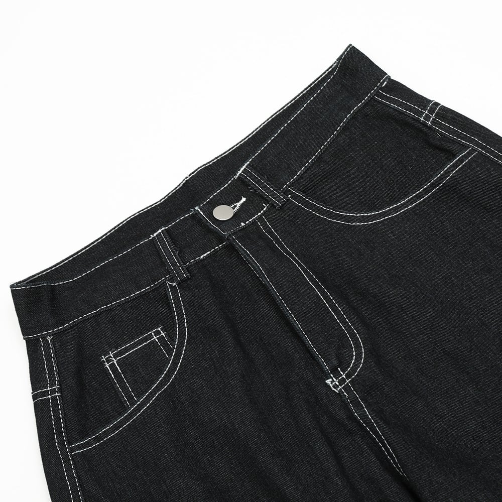 Design Sense Niche Butterfly Paste Cloth Embroidery Denim Straight-leg Pants view 9
