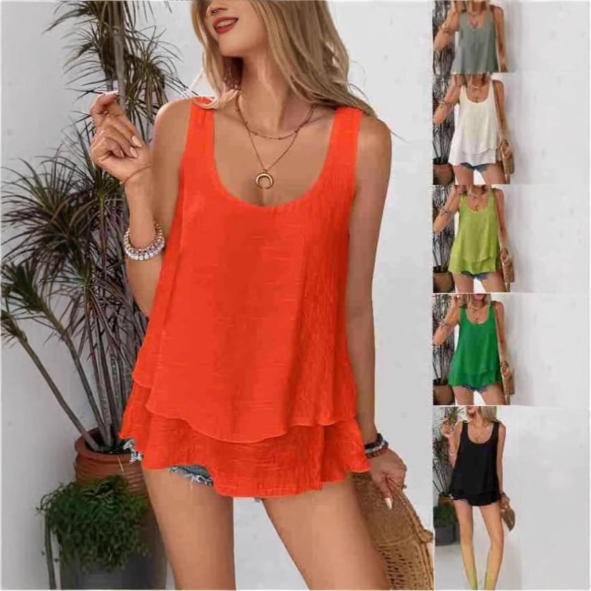 Vest Bandeau Sling Sleeveless Double-layer Wooden Ear T-shirt Top view 7