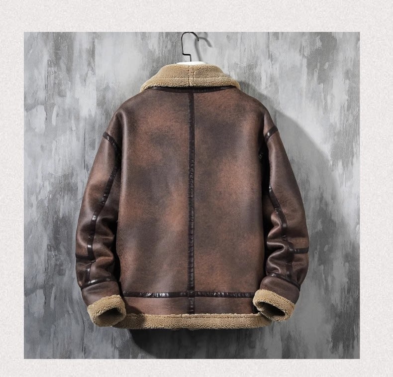 Men's Fashion Single-layer Fleece-lined Padded Jacket Lamb Wool Coat view 13