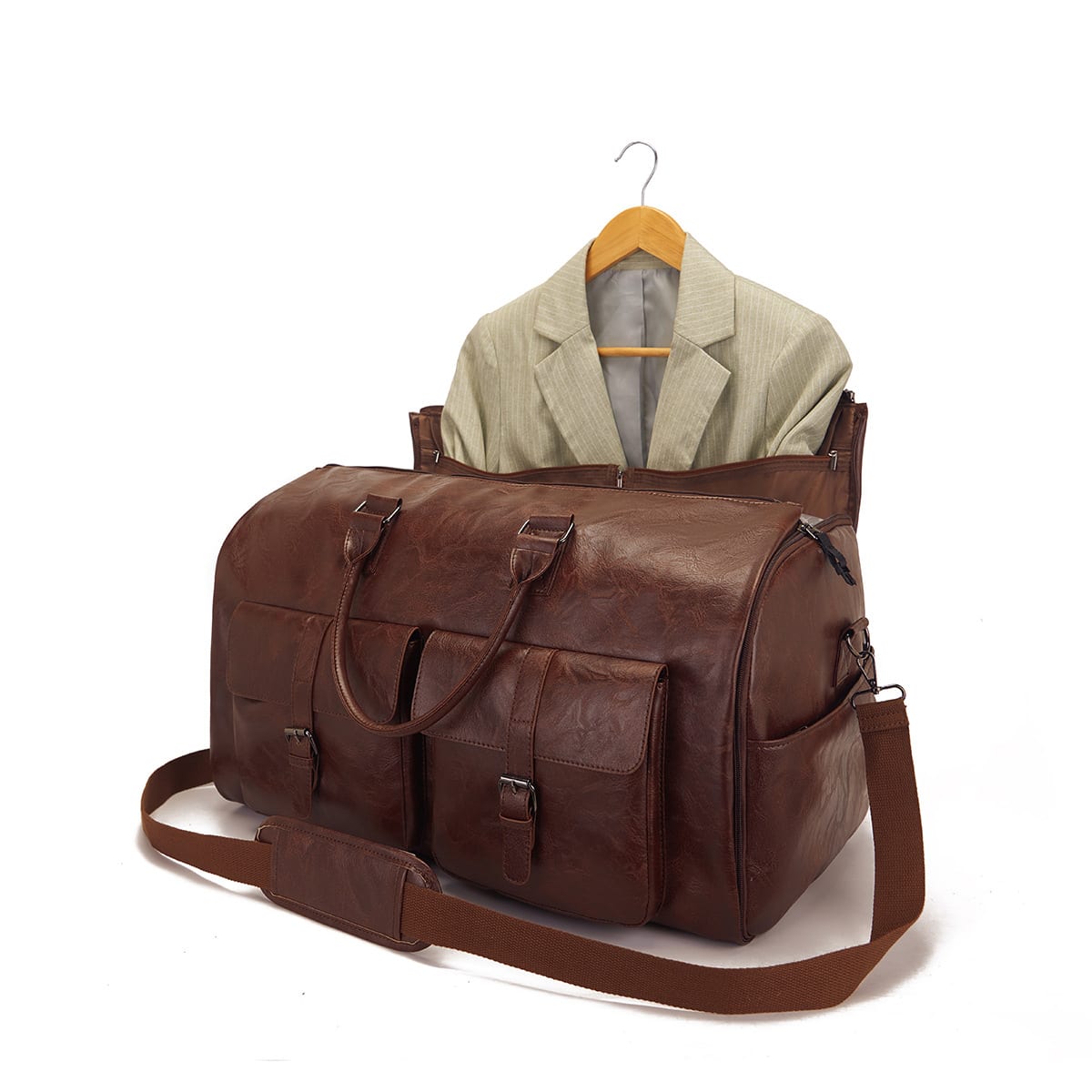 Travel Convenient Portable Garment Bag PU Leather Luggage Bag view 4