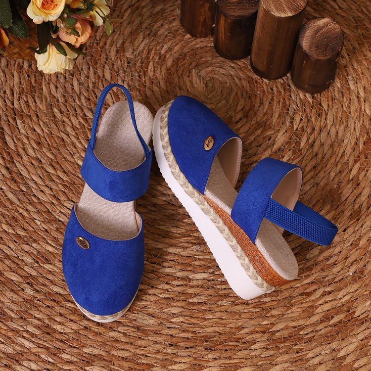 Hemp Rope Wedges Sandals Summer Lightweight Braided Closed Toe Elastic Band Shoes For Women view 10
