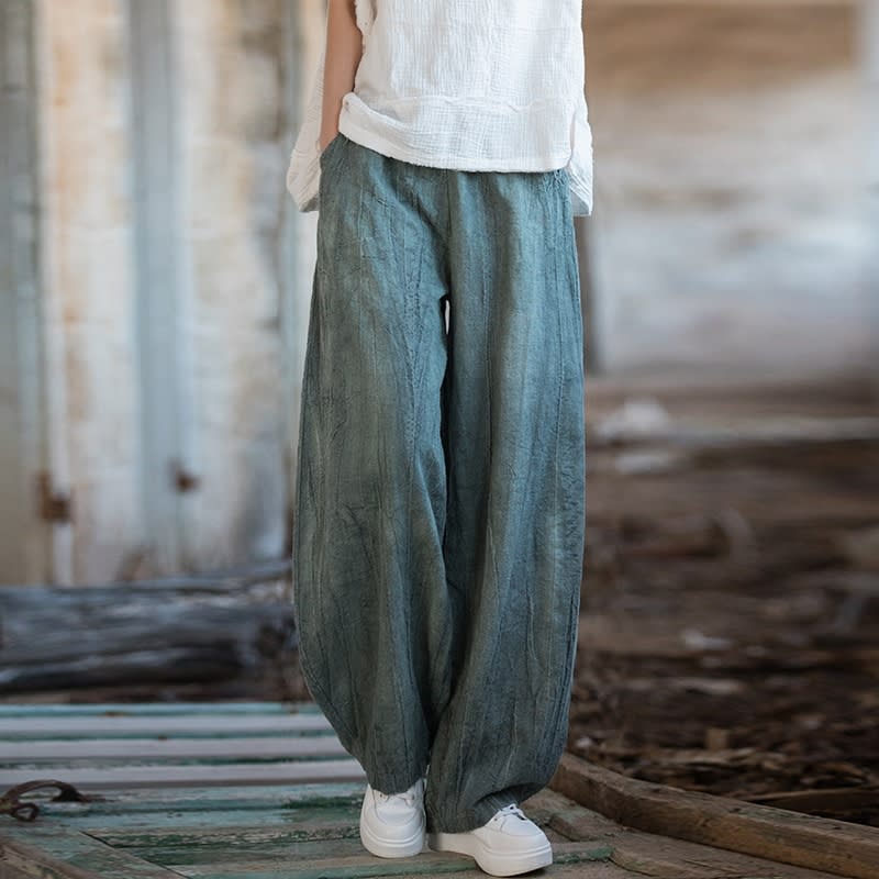 Tie-dyed Old Padded Fleece Trousers Winter Cotton And Linen Women's New view 8