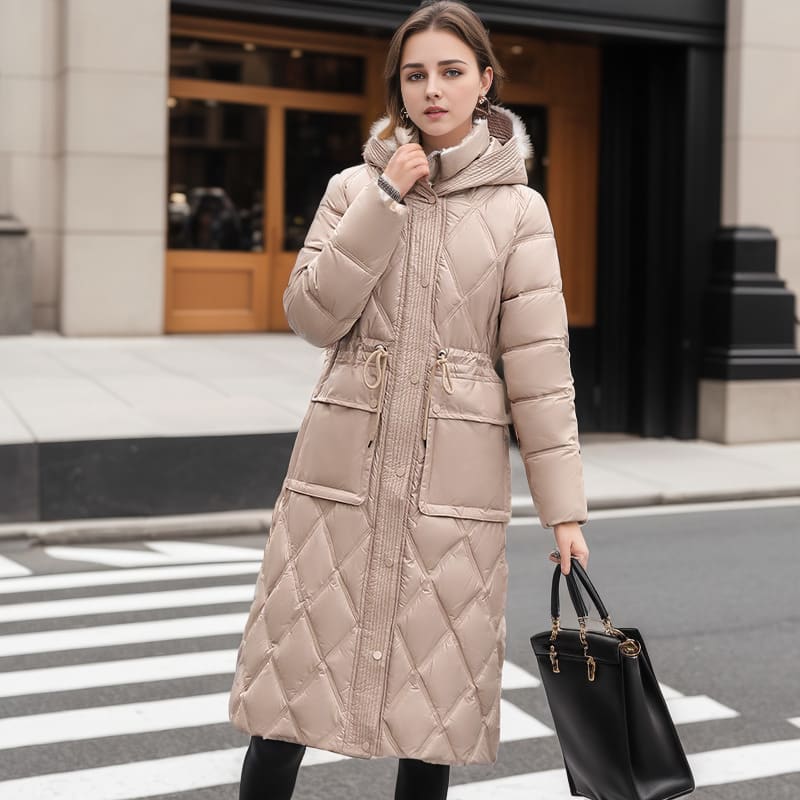 Thick Mid-length Below The Knee Hooded Winter Women's Down Jacket view 5