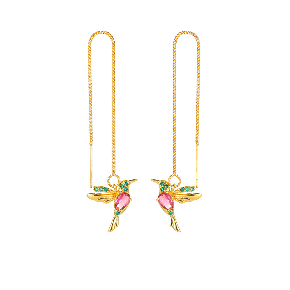 Fashion Jewelry New Unique Little Bird Drop Long Hanging Hummingbird Earrings For Women Elegant Girl Tassel Crystal Pendant Earring Jewelry view 6