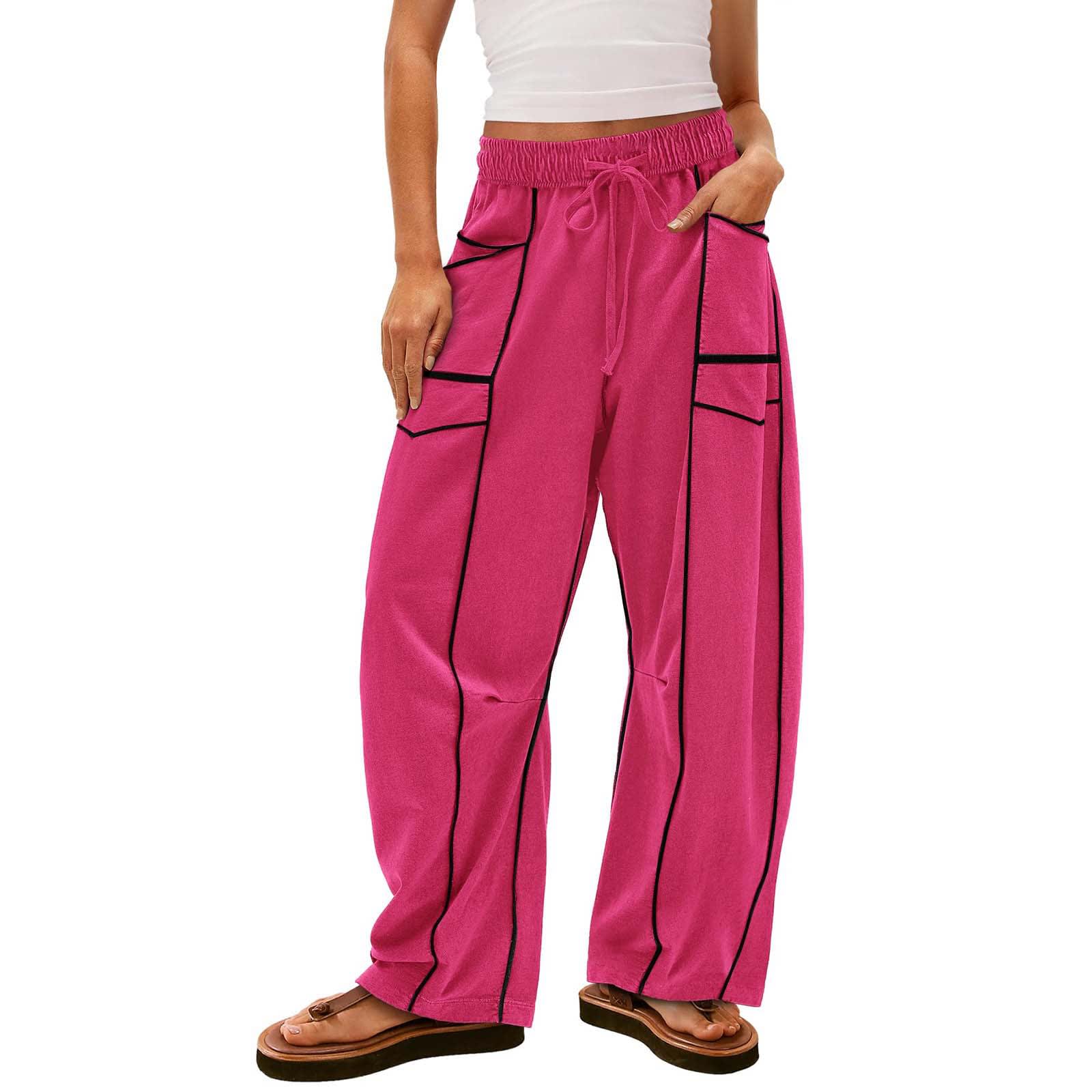 Y2K Black Striped Wide-leg Pants With Pockets Fashion Loose Drawstring Trousers Sports Sweatpants Women's Clothing view 5