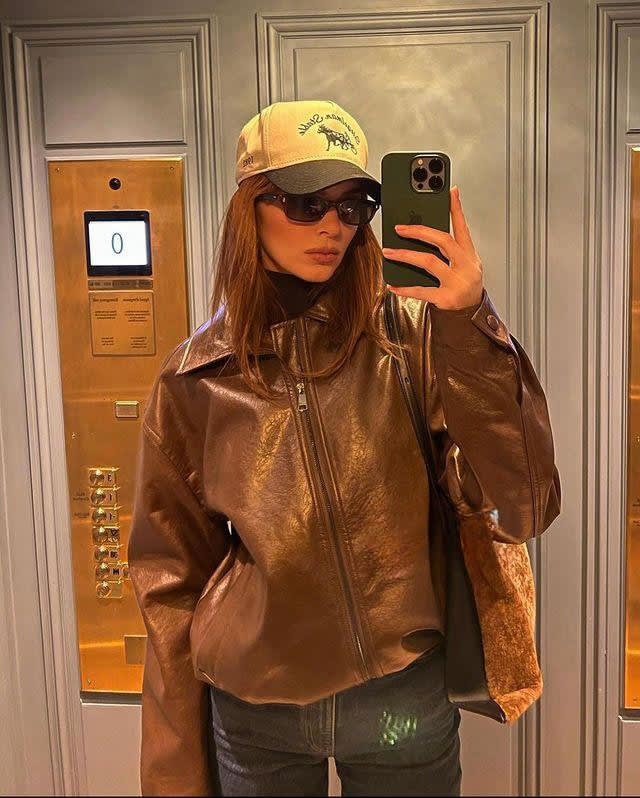 Women's Vintage Brown Leather Motorcycle Jacket view 12