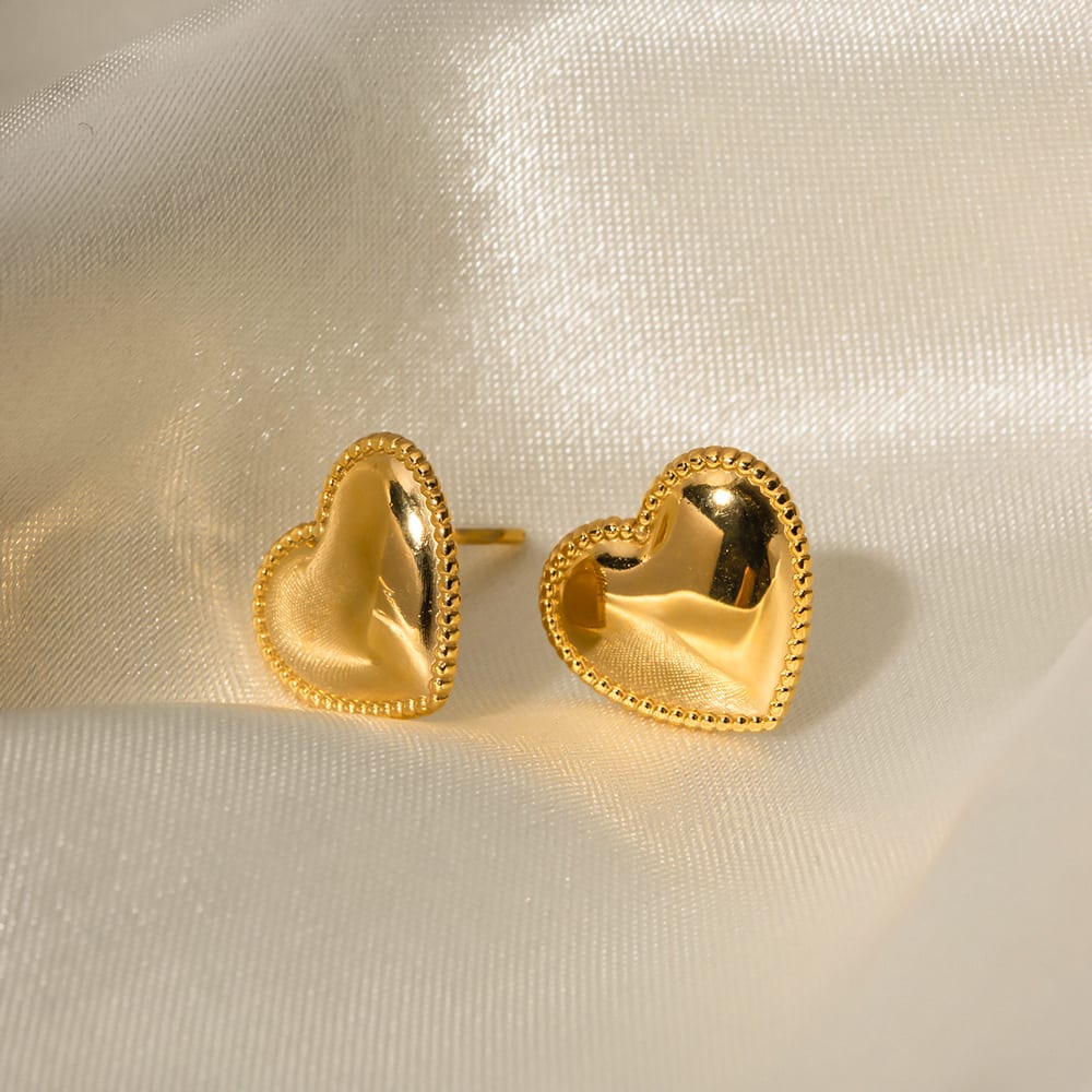 Ruth Heart Gold Earrings view 10