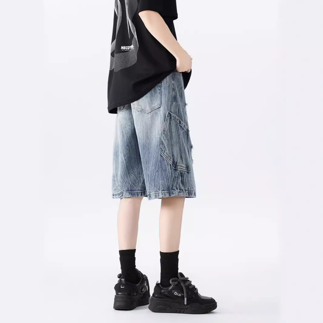 Washed Old Beautiful Ripped Denim Shorts view 6
