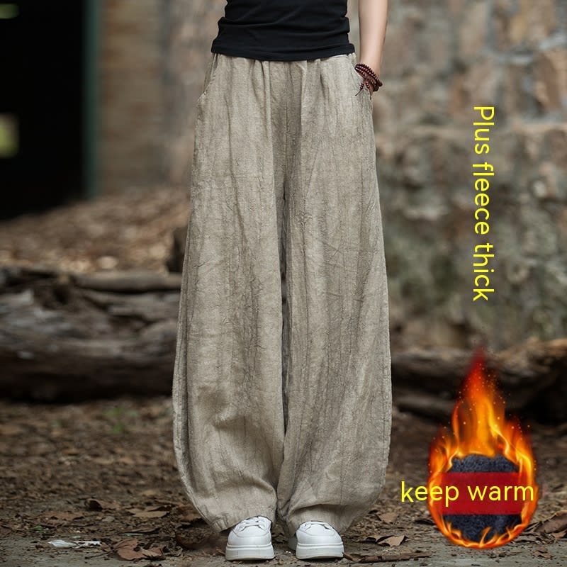 Tie-dyed Old Padded Fleece Trousers Winter Cotton And Linen Women's New view 35