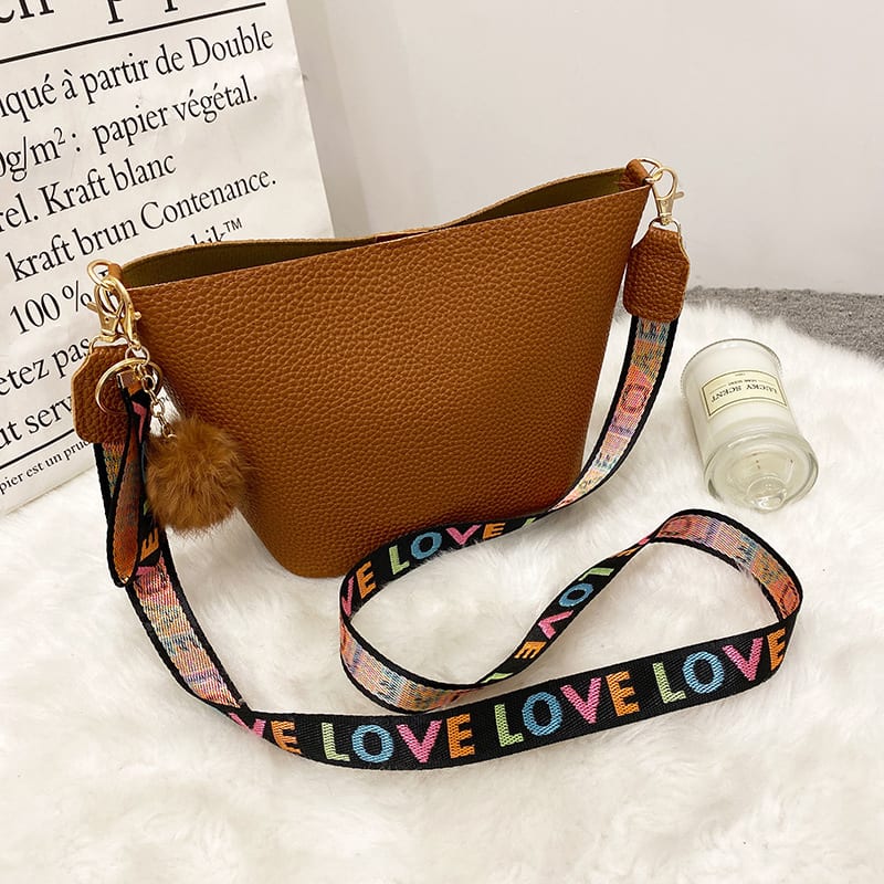 Printing Shoulder Girdle Women's Bucket Bag Lychee Pattern view 11