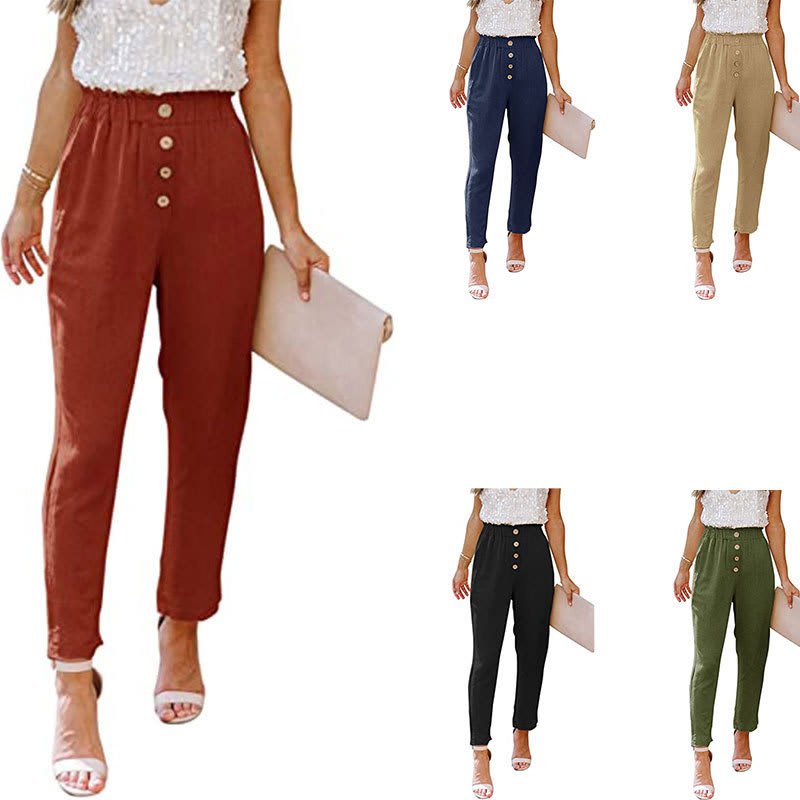 Women's Casual Loose And Comfortable Pant Belt Pocket Elastic Pants view 9