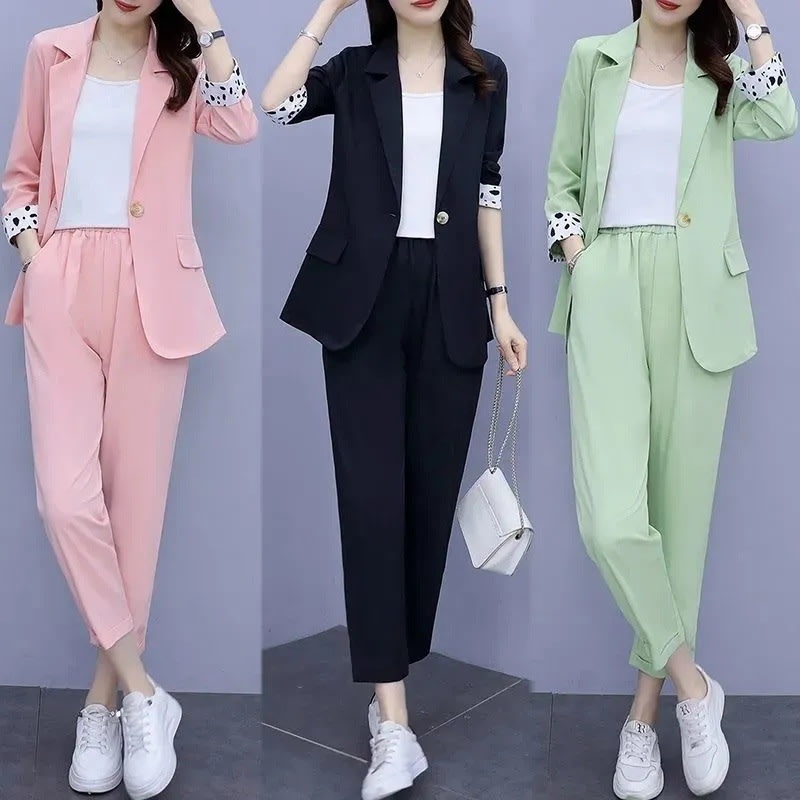 Flab Hiding Loose Temperament Slimming Coat Two-piece Set view 6