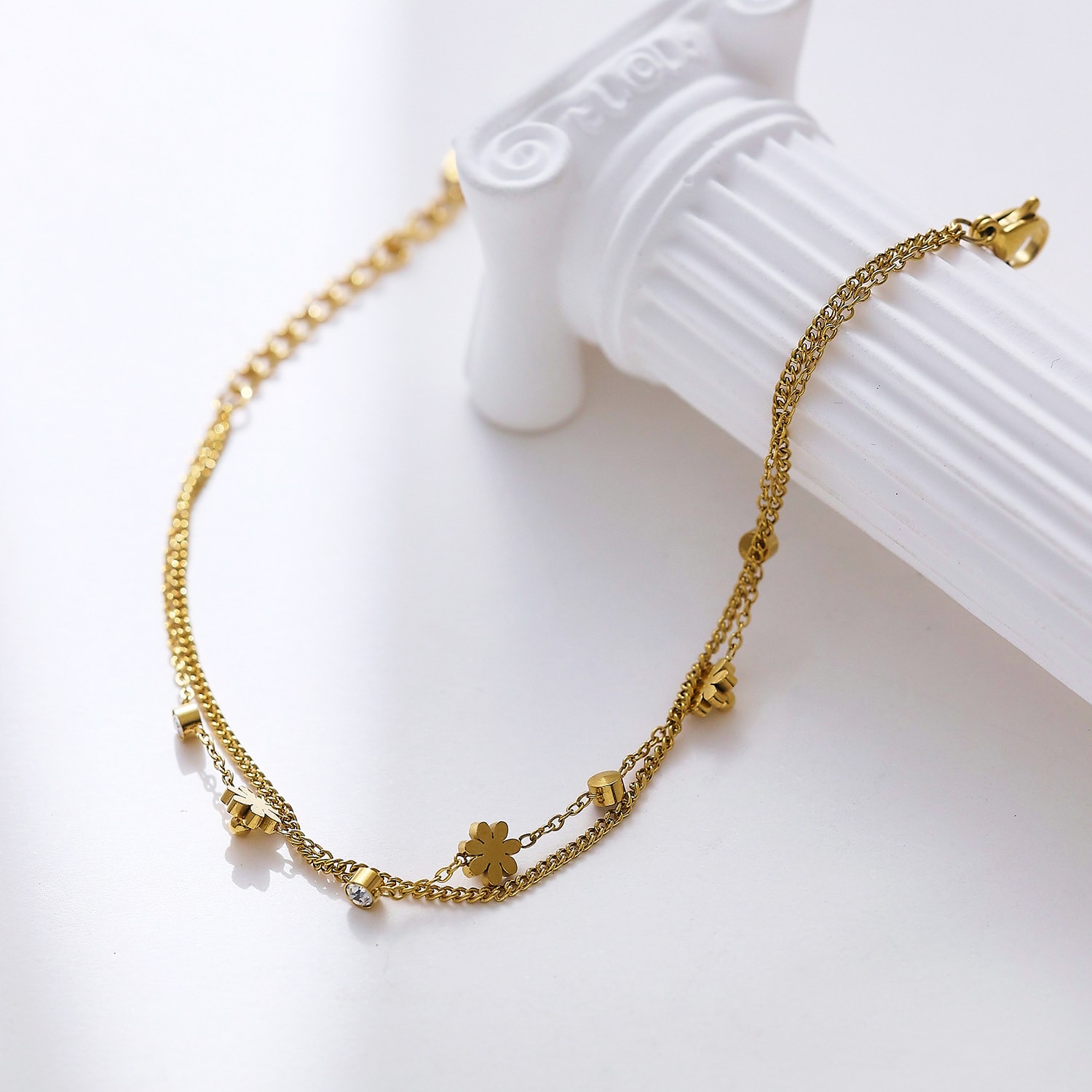 Stainless Steel Bracelet 18K Gold Diamond view 5