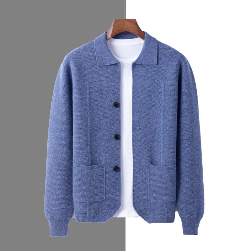 Sweater Men's Lapel Cardigan Pocket view 6