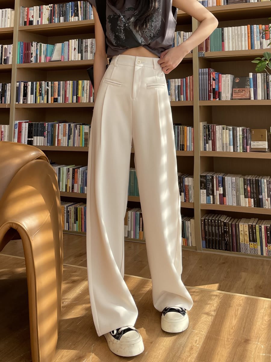 Casual High Waist Drooping Suit Mopping Purple Pants view 4