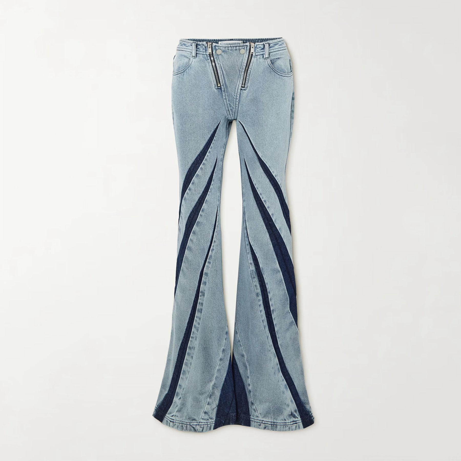 Color Contrast Patchwork Tube Top Three-dimensional Elastic Washed Jeans Two-piece Set view 17