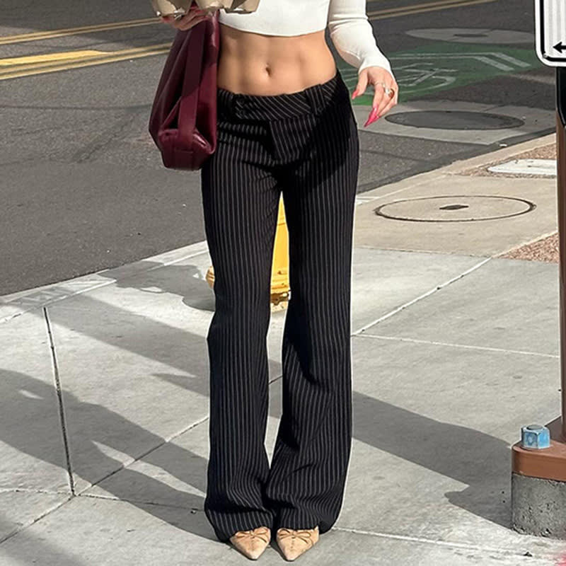 Striped Contrast Color Slightly Pull Women's Casual Pants view 6