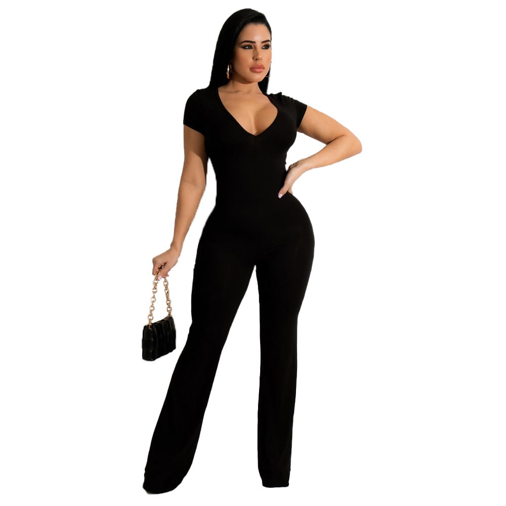 Bell-bottom Pants Short Sleeve Women's Jumpsuit view 5