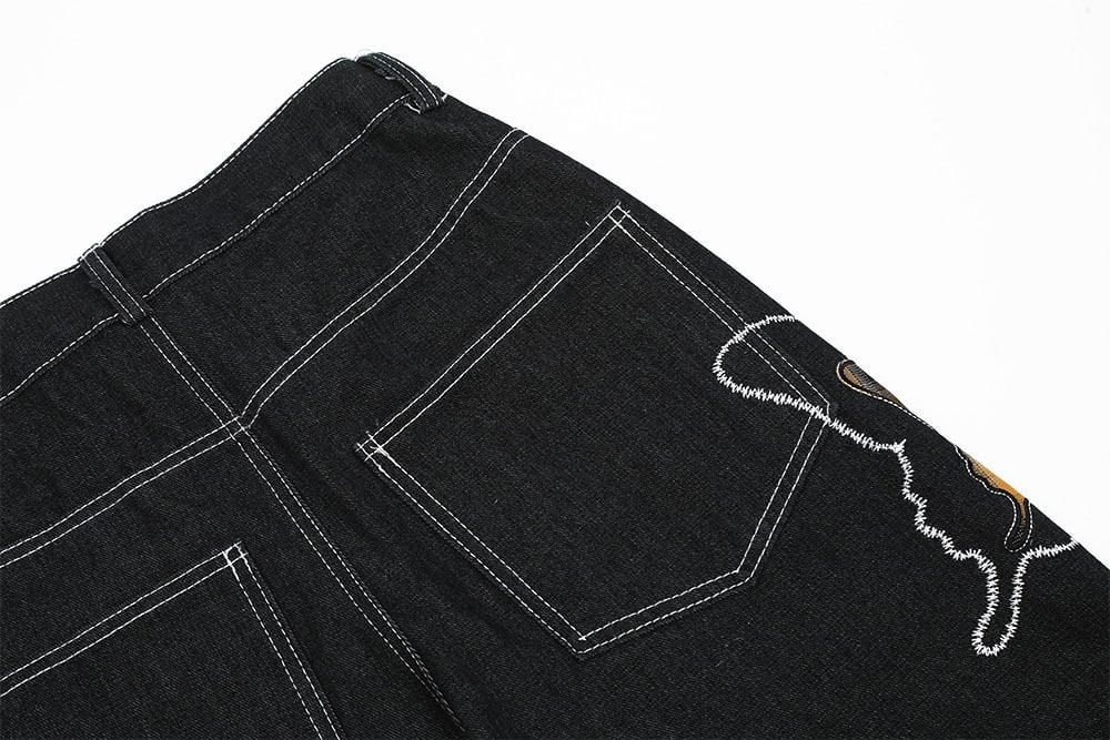 Design Sense Niche Butterfly Paste Cloth Embroidery Denim Straight-leg Pants view 19